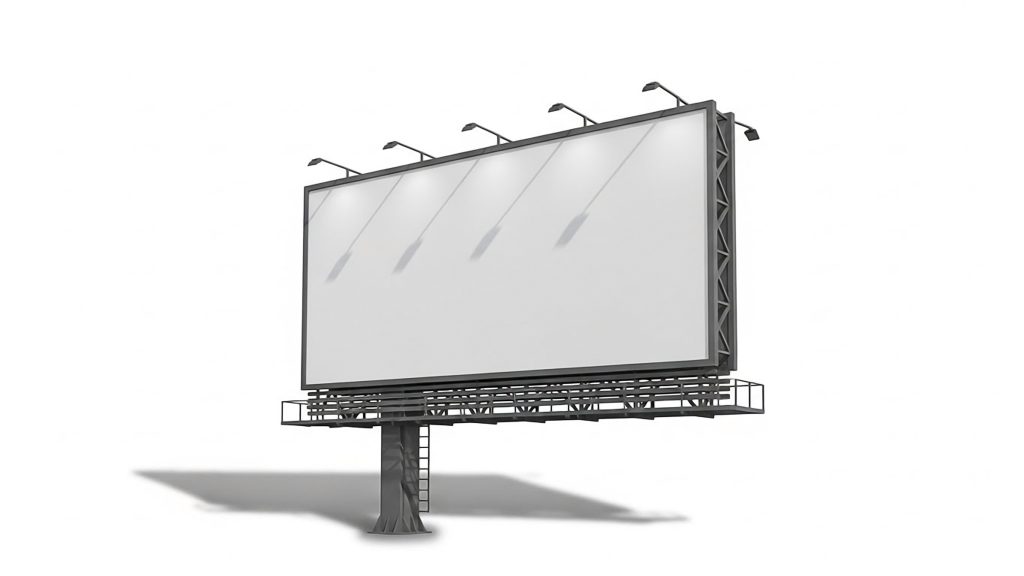 blank billboard with spotlights and support structure